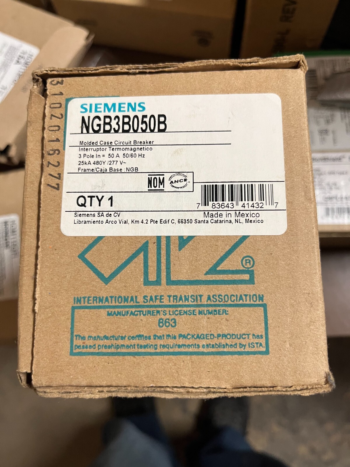 SIEMENS NGB3B050B 3 POLE BREAKER 480 V BREAKER NEW IN BOX