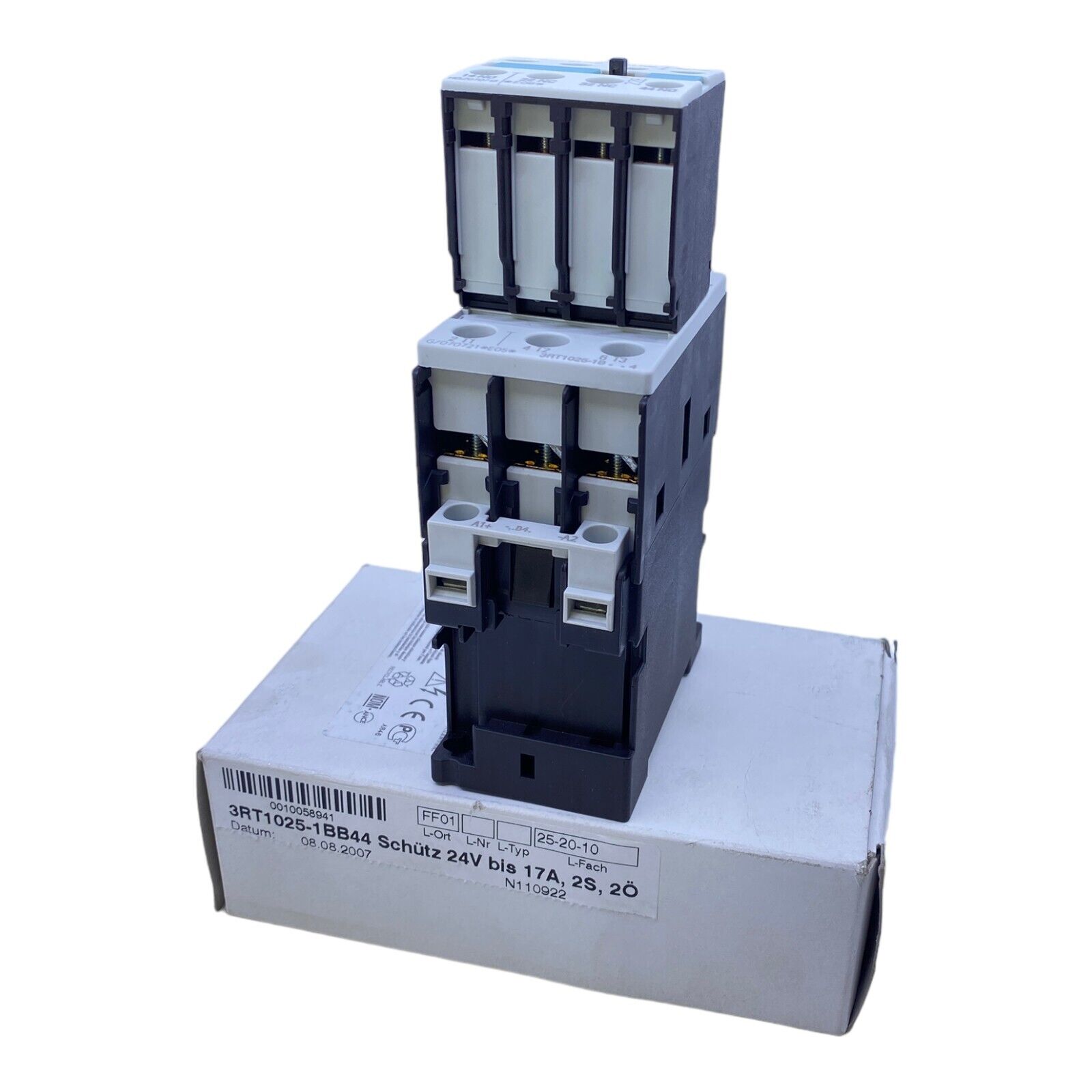 Siemens 3RT1025-1BB44 Power Contactor  3RH1921-1HA22 17A 7.5kW 400V 24VDC 3-Pole