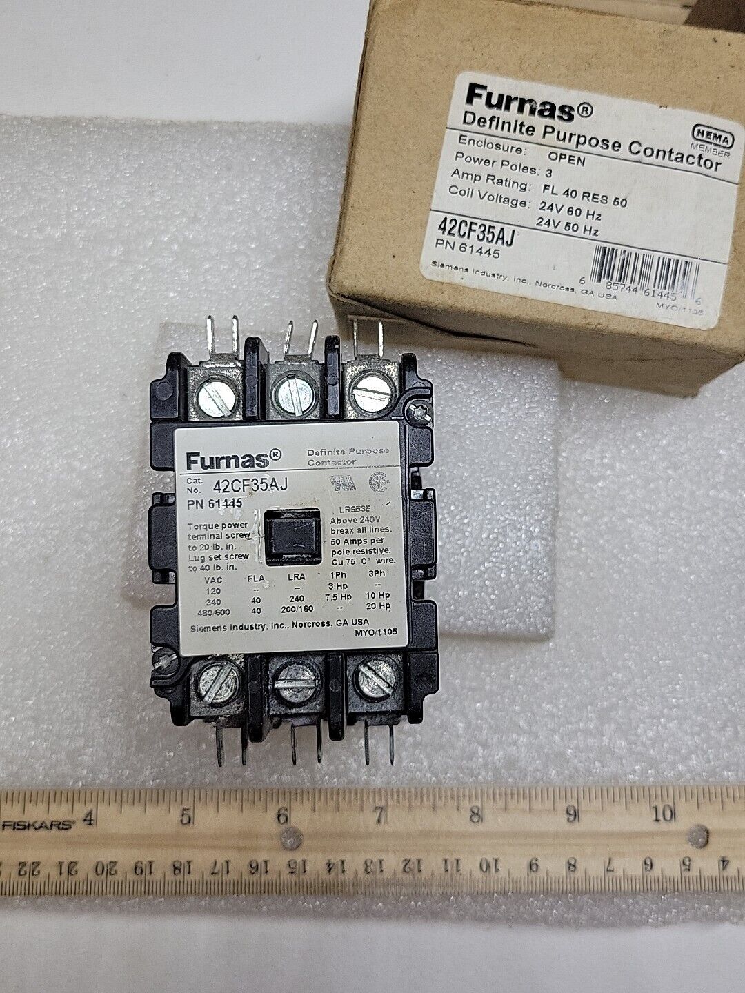 Furnas Siemens Definite Purpose Comtacter 42CF35AJ 24V 40A NOS NIB 1 Qty 