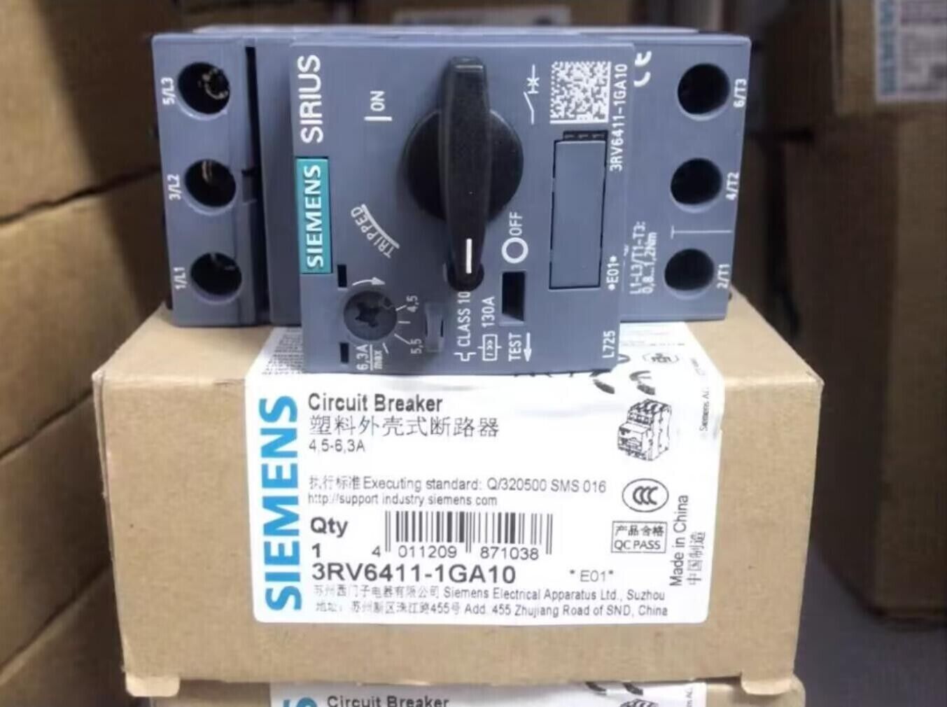 1PC New Siemens 3RV6411-1GA10 4.5-6.3A Circuit Breaker Free Ship