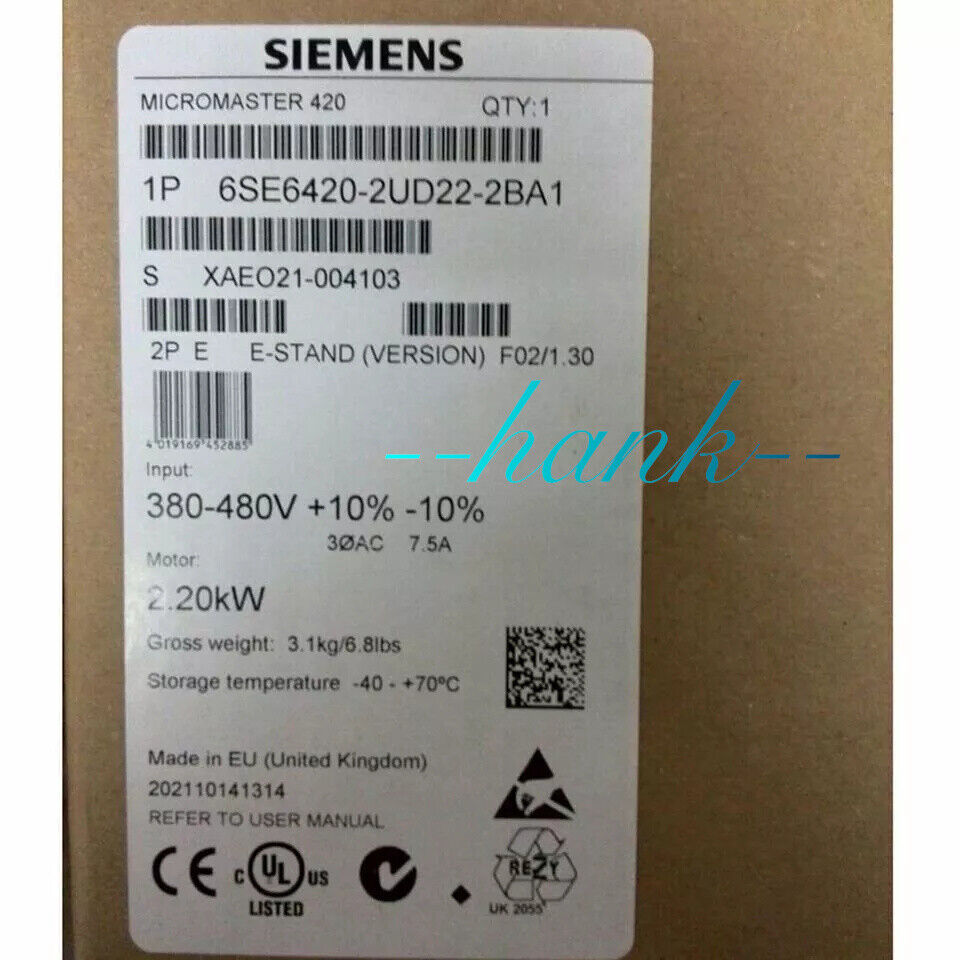 NEW 6SE6 420-2UD22-2BA1 SIEMENS MICROMASTER 420 380-480 V Fastshipping DHL