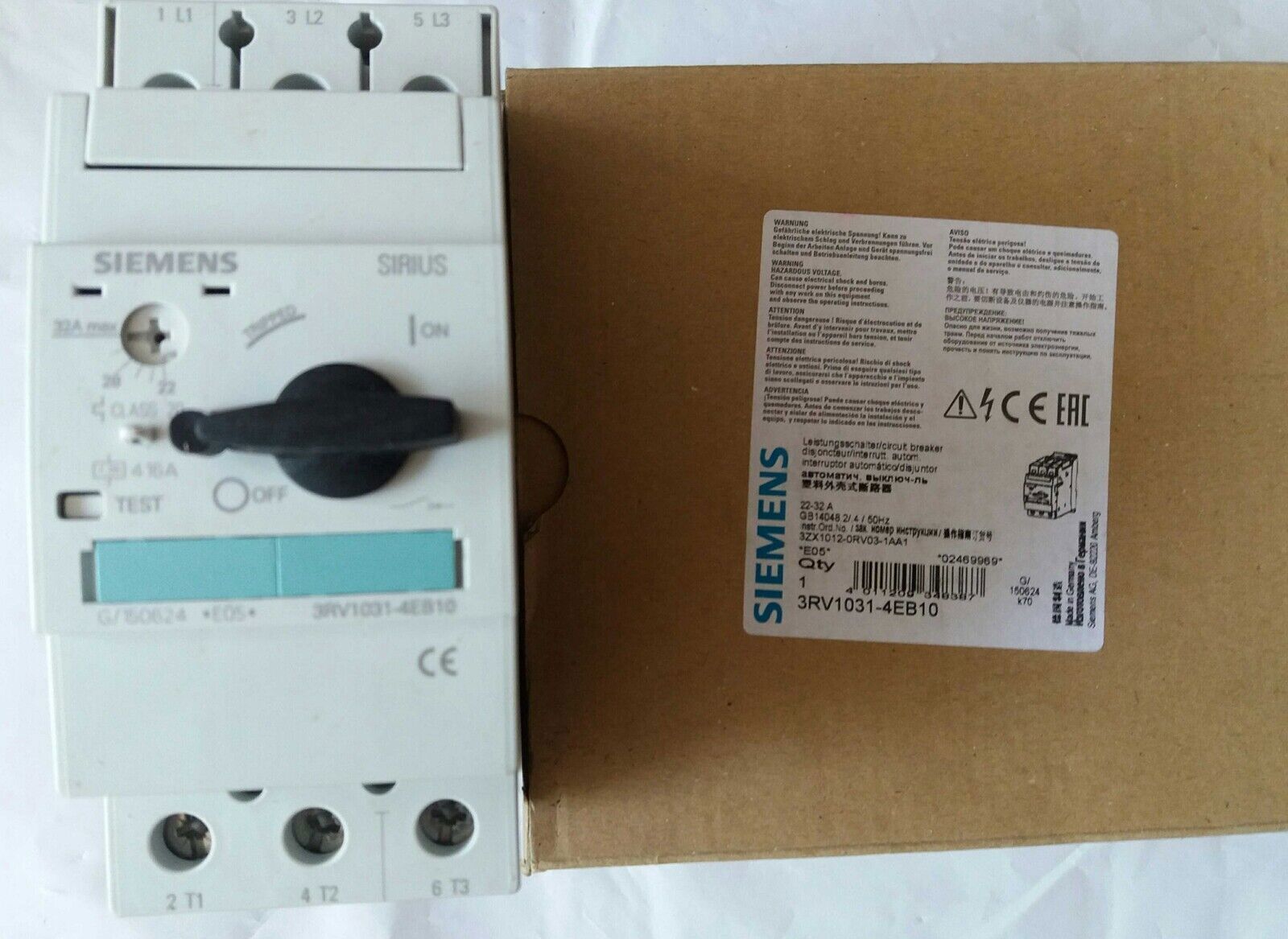 SIEMENS 3RV1031-4EB10 Circuit Breaker New One 3RV1 031-4EB10 Expedited Shipping