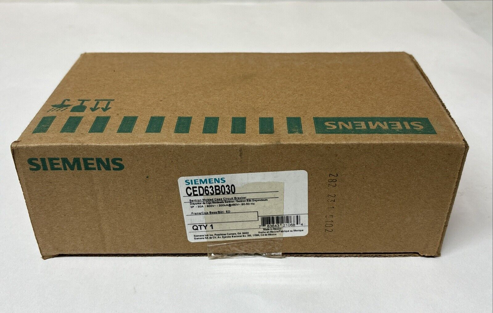 Siemens CED63B030 30A Sentron Molded Case Circuit Breaker 600V 3P OEM