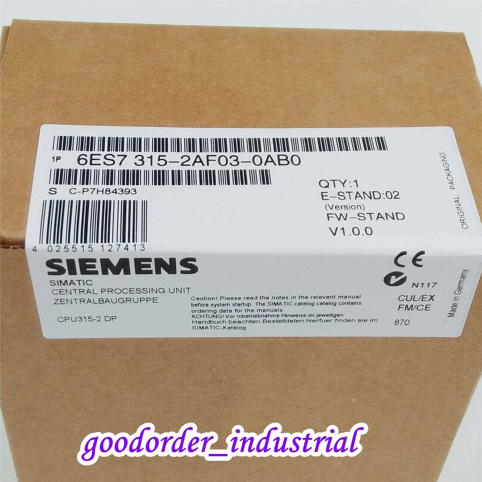 Siemens 6ES7 315-2AF03-0AB0 /  6ES7315-2AF03-0AB0 New In Box