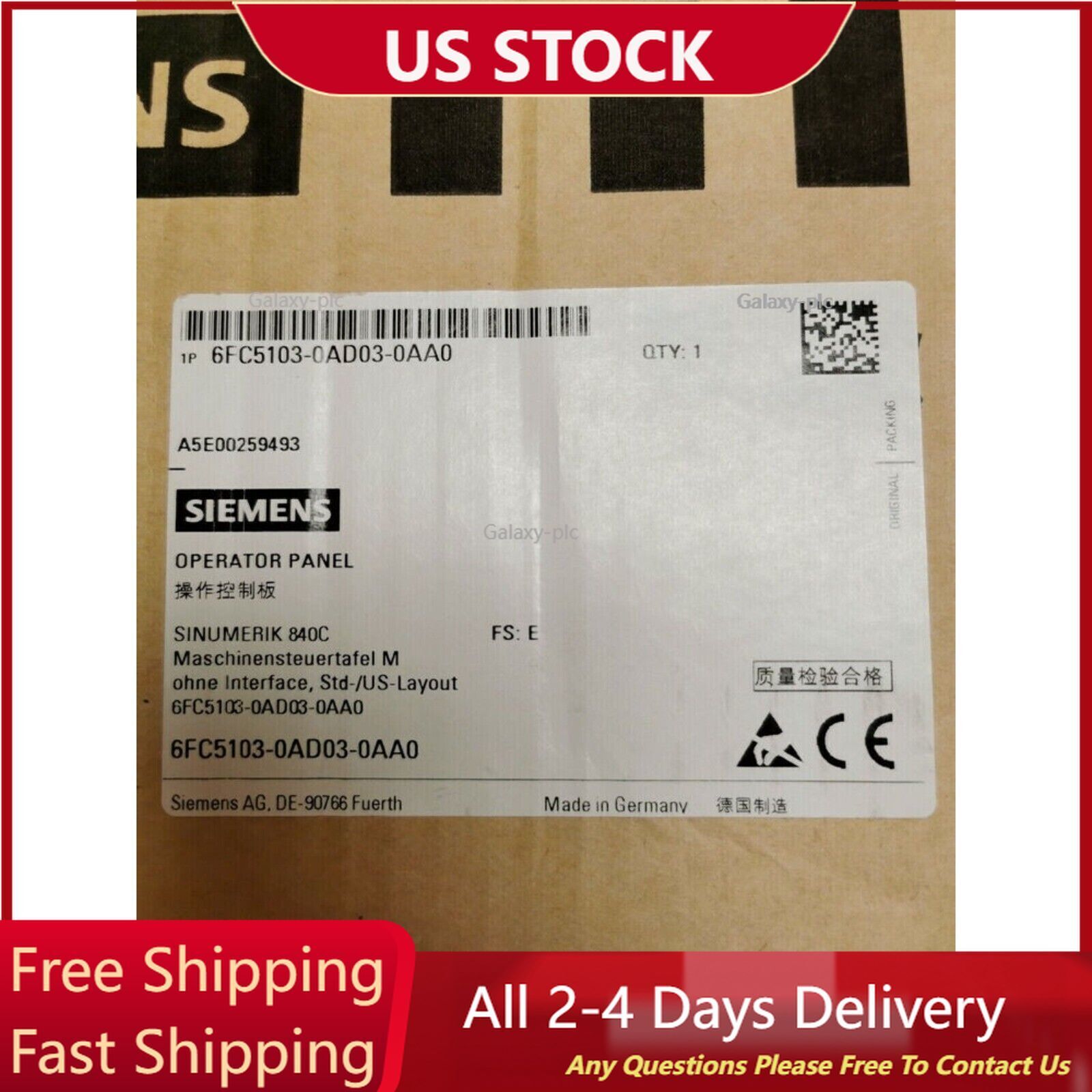 New Siemens 6FC5103-0AD03-0AA0 6FC5 103-0AD03-0AA0 840C/840CE control panel