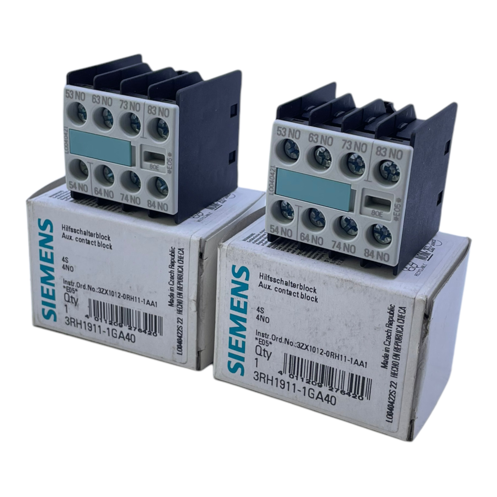Siemens 3RH1911-1GA40 auxiliary switch block pack: 2pcs/pcs Siemens switch block
