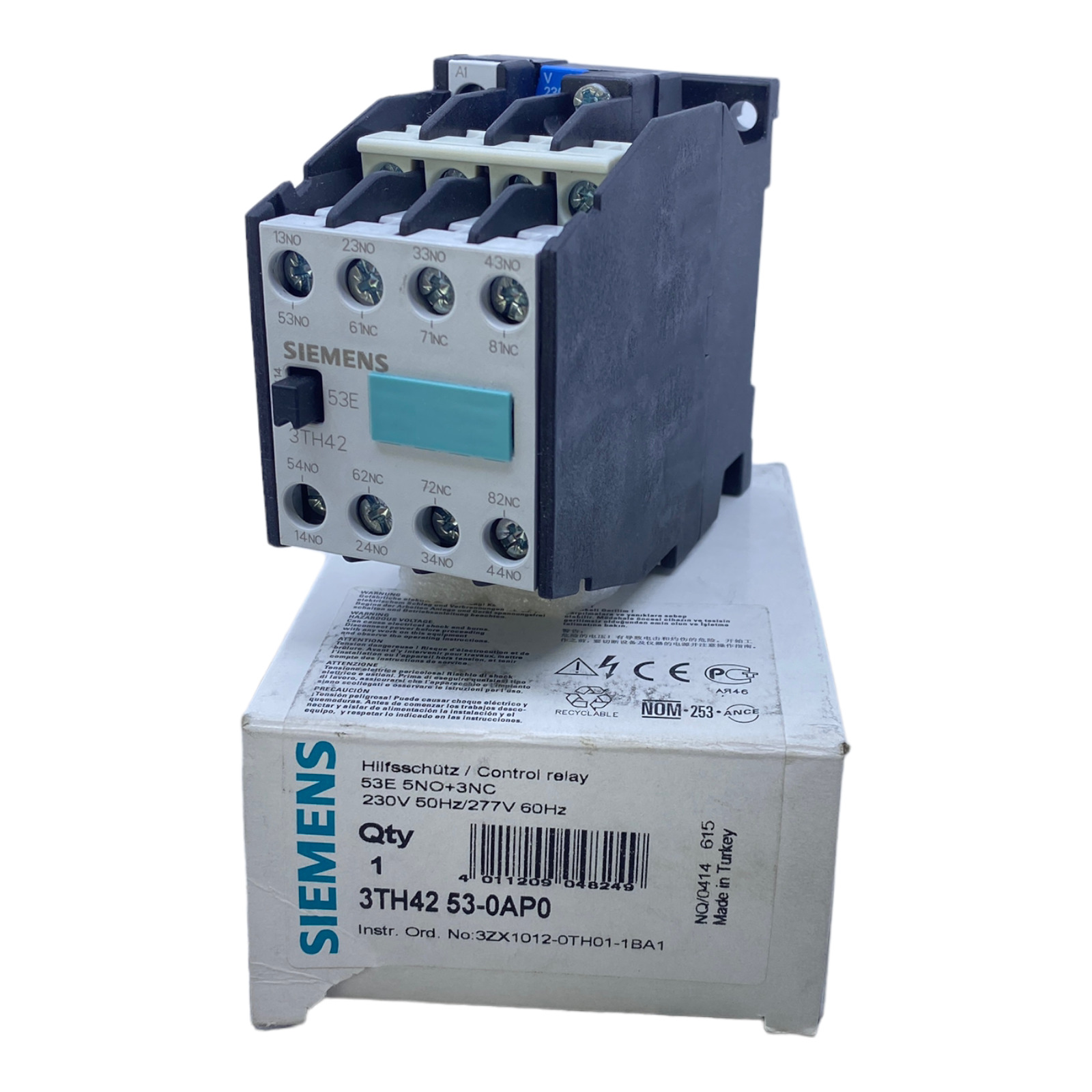 Siemens 3TH4253-0AP0 Auxiliary Contactor 230V AC 50Hz 277V 60Hz 5NO+3NC 8 Pole 6A 3TH42