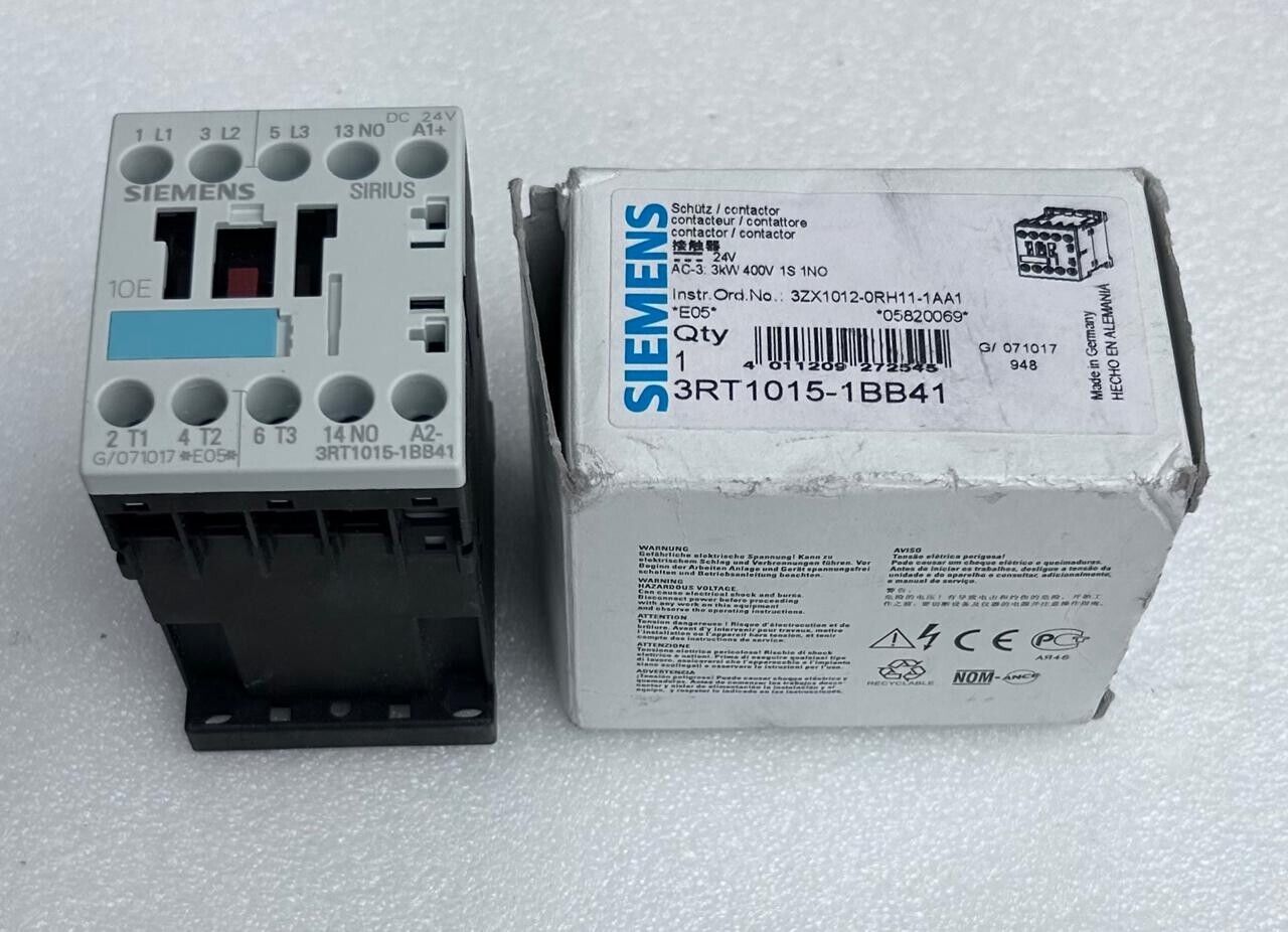 Siemens 3RT1015-1BB41 Sirius Contactor 24V DC Coil