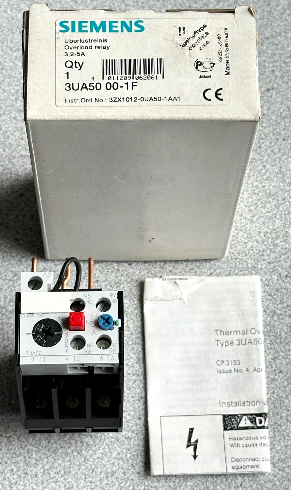 NEW Genuine SIEMENS 3UA5000-1F OVERLOAD RELAY 3.2-5.0A 3UA50 00-1F
