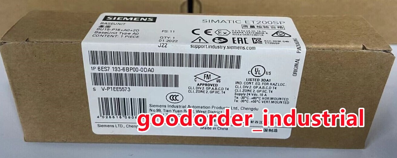 Siemens New In Box 6ES7 193-6BP20-0DA0 / 6ES7 193-6BP20-0DA0 Base Unit
