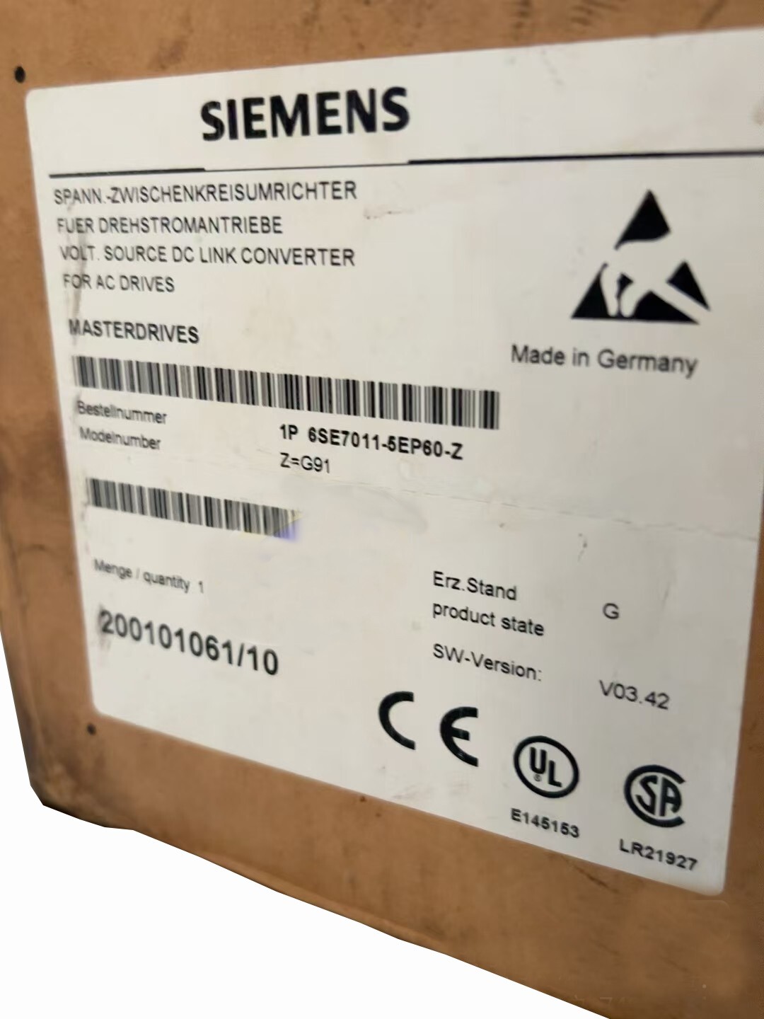 6SE7011-5EP60-Z NEW SIEMENS 6SE7 011-5EP60-Z Z=G91 CONTROL INVERTER COMPACT