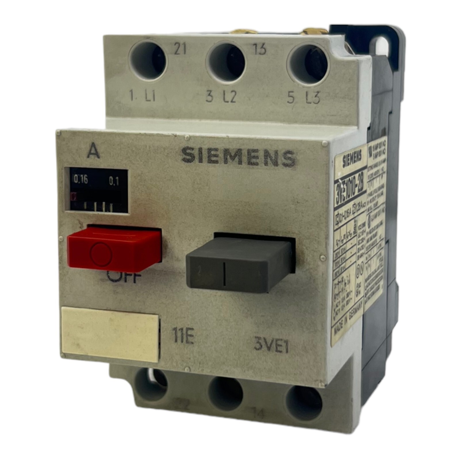 Siemens 3VE1010-2B Circuit Breaker 0.1-0.16A