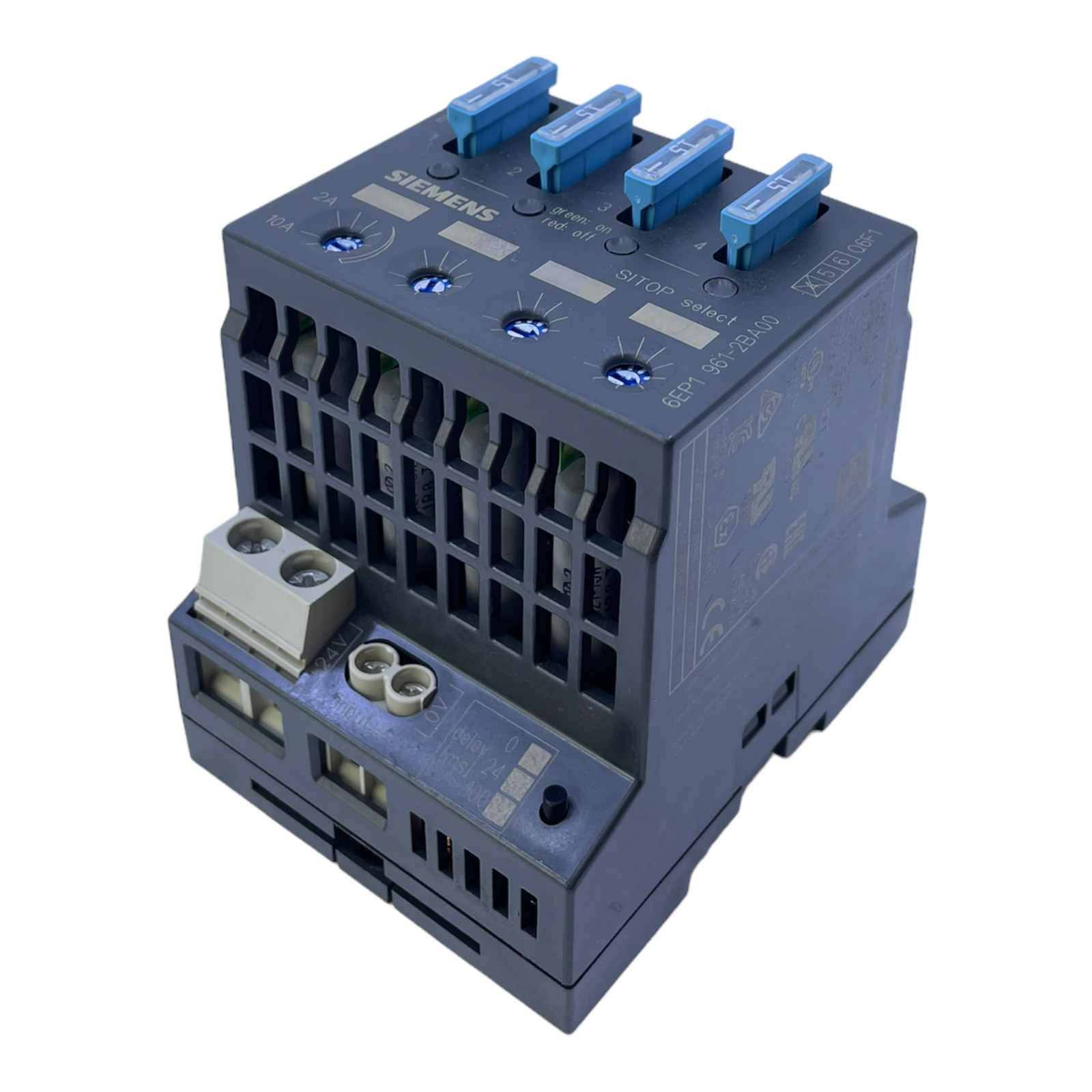 Siemens 6EP1961-2BA00 Diagnostic Module IN: 24V DC 40A OUT: 4x 24V DC 10A
