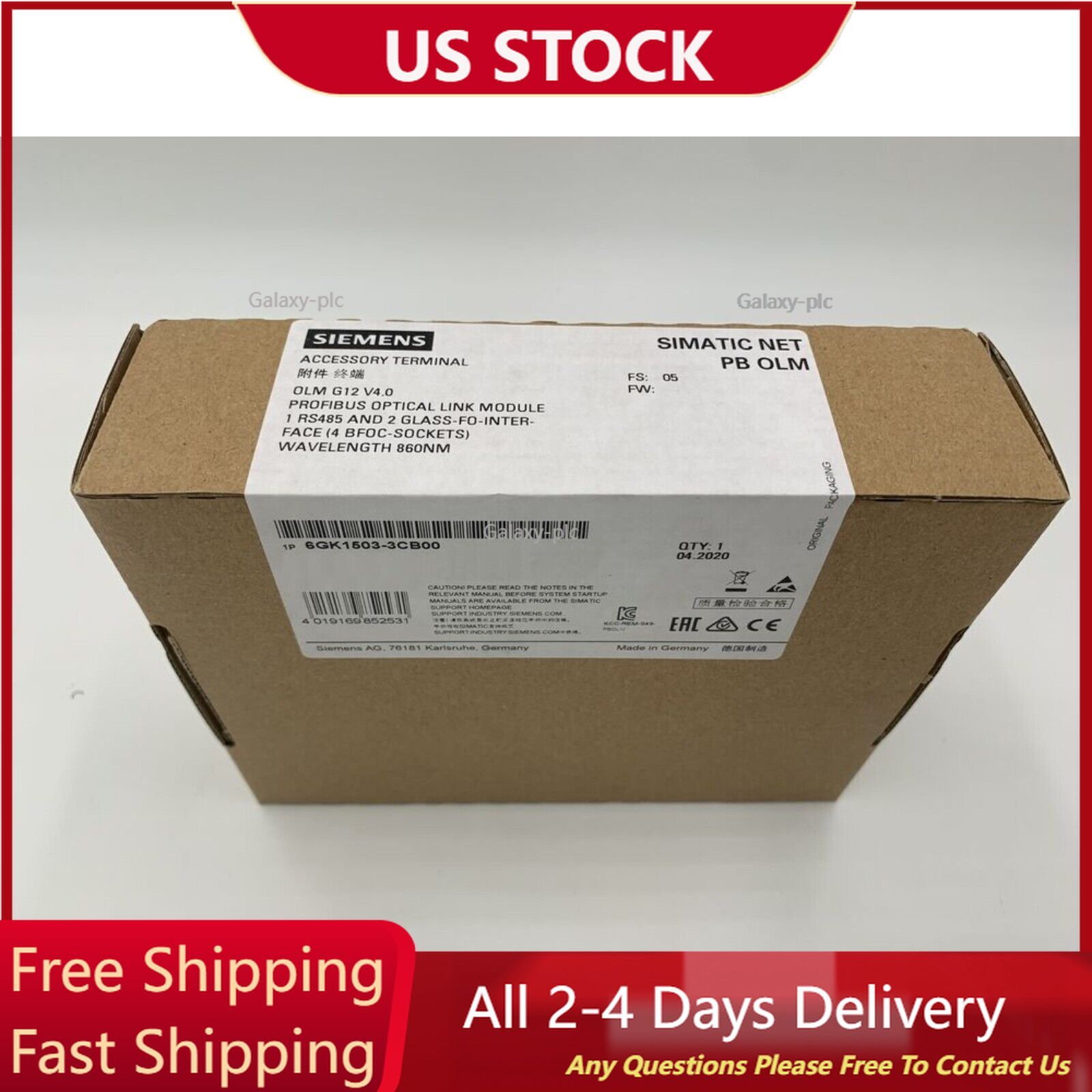 Siemens 6GK1503-3CB00 PROFIBUS OLM G12 V4.0 Optical Link Module 6GK1 503-3CB00