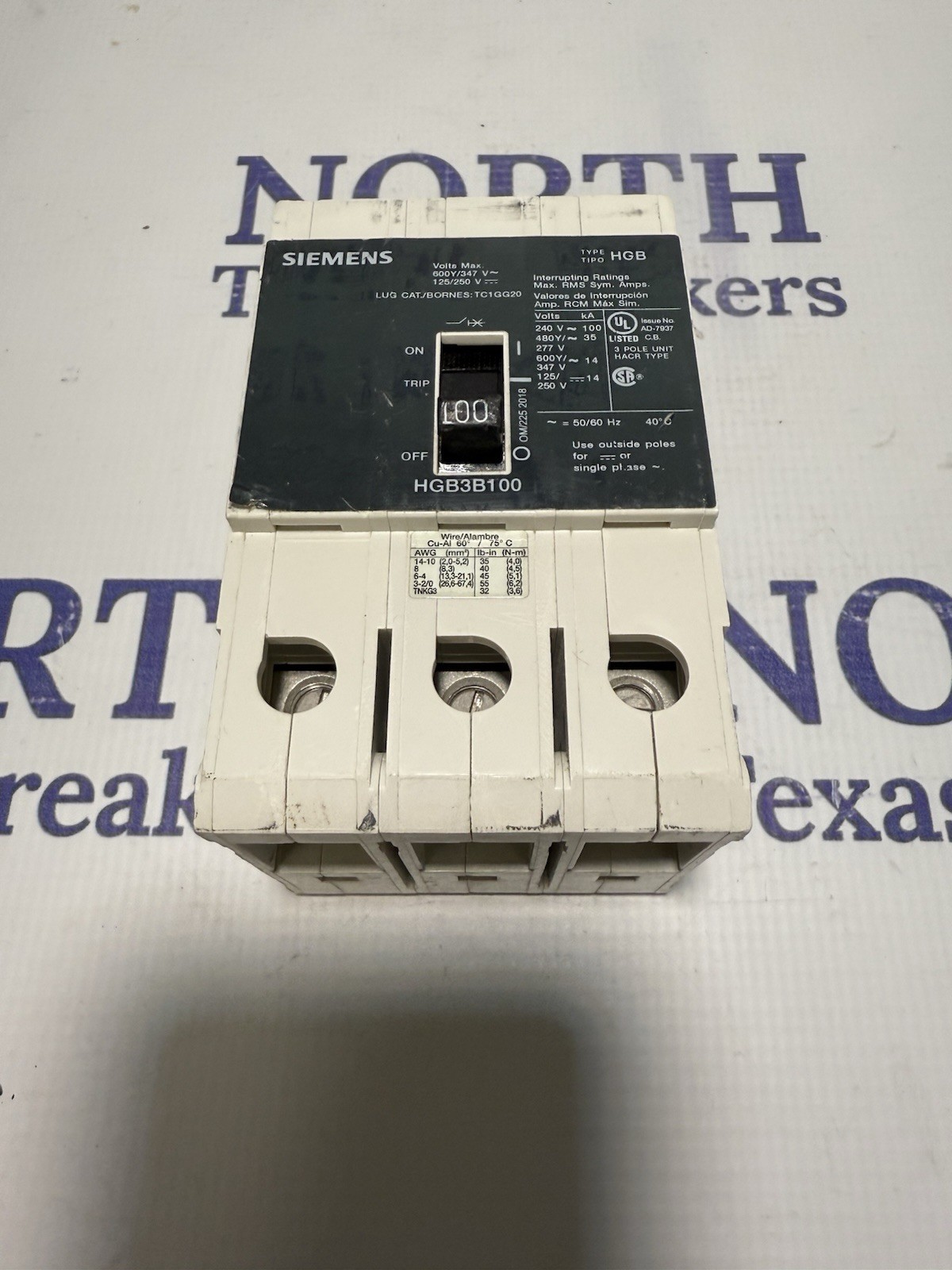 HGB3B100 Siemens 100 Amp 480V 3 Pole Bolt On Circuit Breaker HGB3B100B
