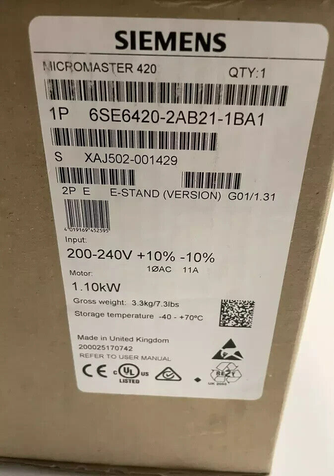 Brand New Siemens 6SE6 420-2AB21-1BA1 / 6SE6420-2AB21-1BA1