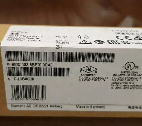 NEW IN BOX SIEMENS 6ES7 193-6BP20-0DA0 6ES7193-6BP20-0DA0
