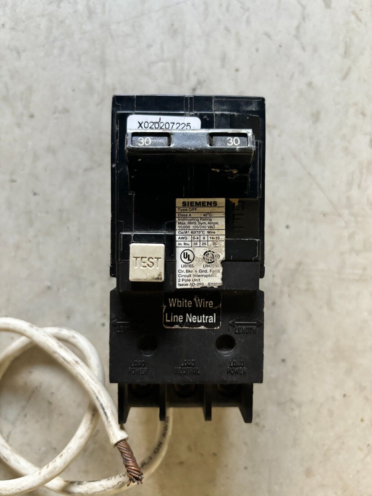 Siemens QF230A Circuit Breaker & GFCI: 2-Pole - 30 AMP - 120/240VAC - Type QPF