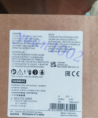 $/1PCS New Siemens 3RF2450-1AB45 Semiconductor contactor FedEx or DHL