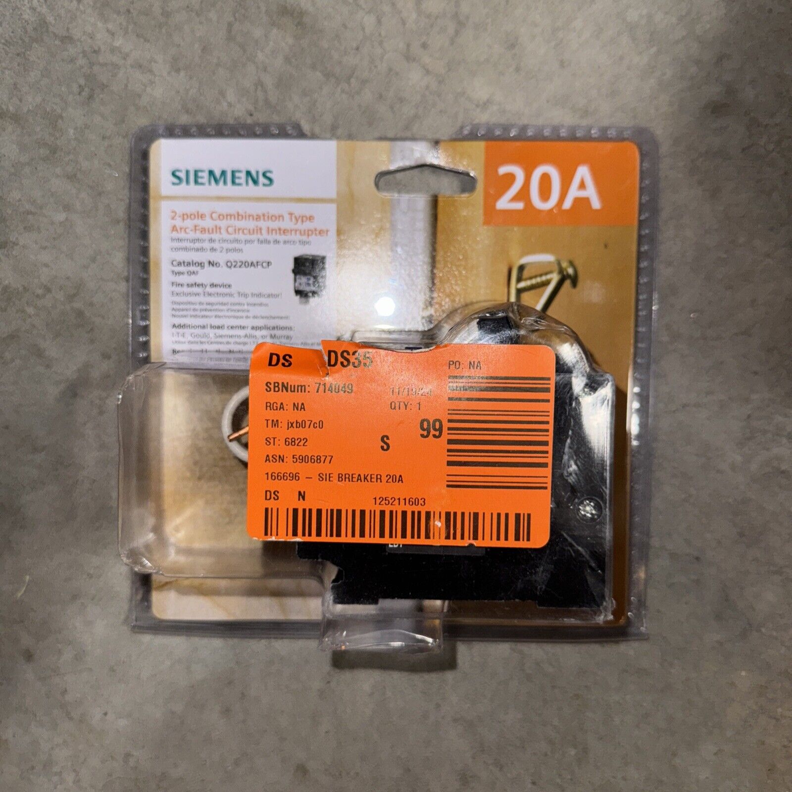 Siemens Q220AFCP QAF 20 Amp Double-Pole Combination AFCI Circuit Breaker NEW