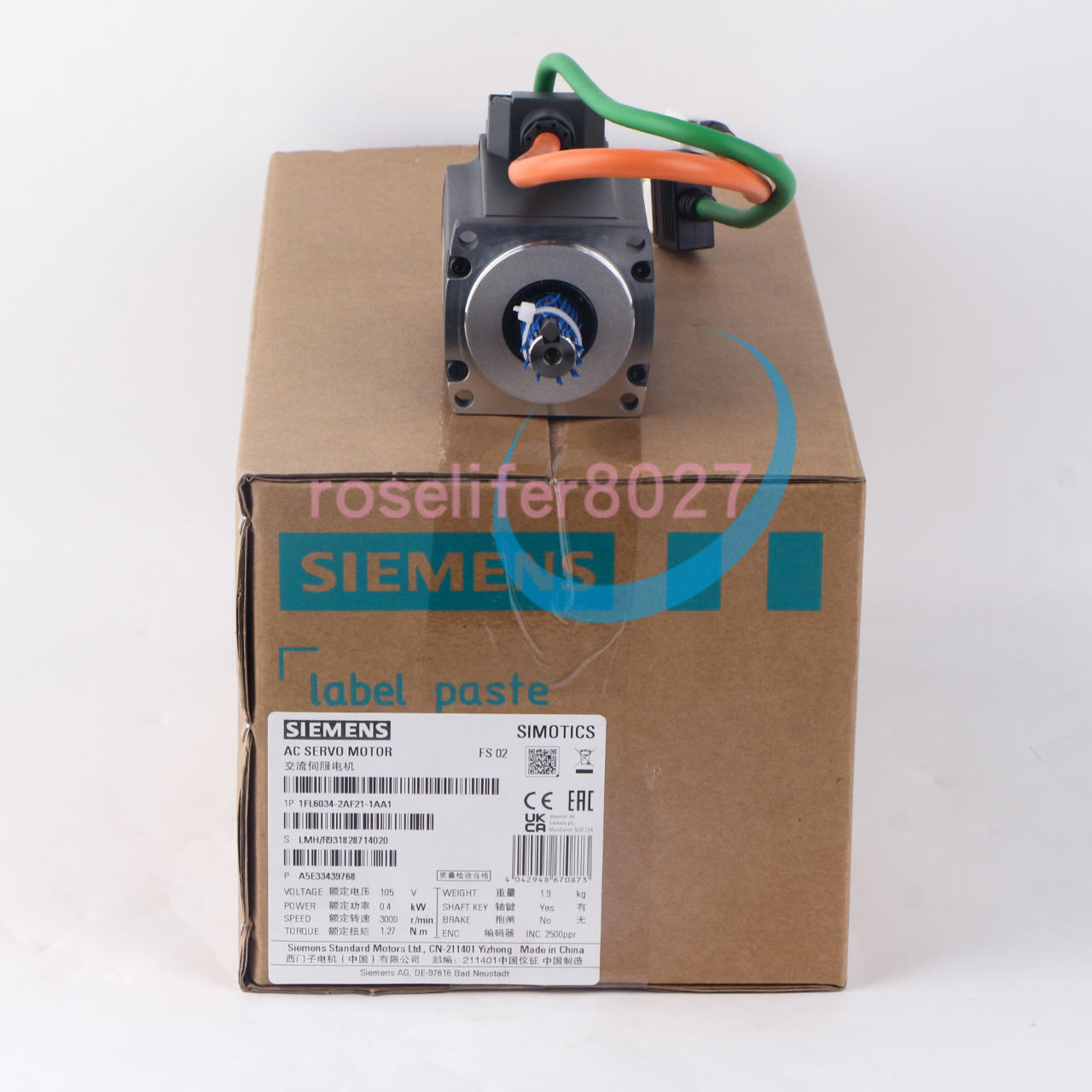 1PCS NEW Siemens SERVO MOTOR 1FL6034-2AF21-1AA1
