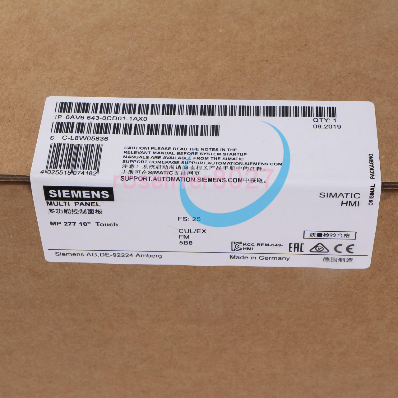 1PCS NEW SIEMENS TOUCH SCREEN 6AV6643-0CD01-1AX0 6AV6 643-0CD01-1AX0
