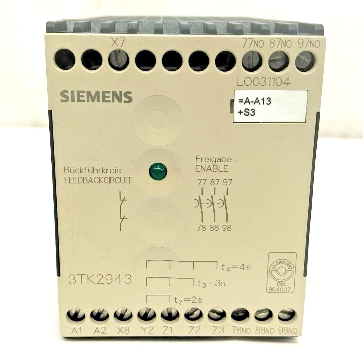 SIEMENS – SAFETY RELAY - 3TK2943-0BB4 Coil 24vdc