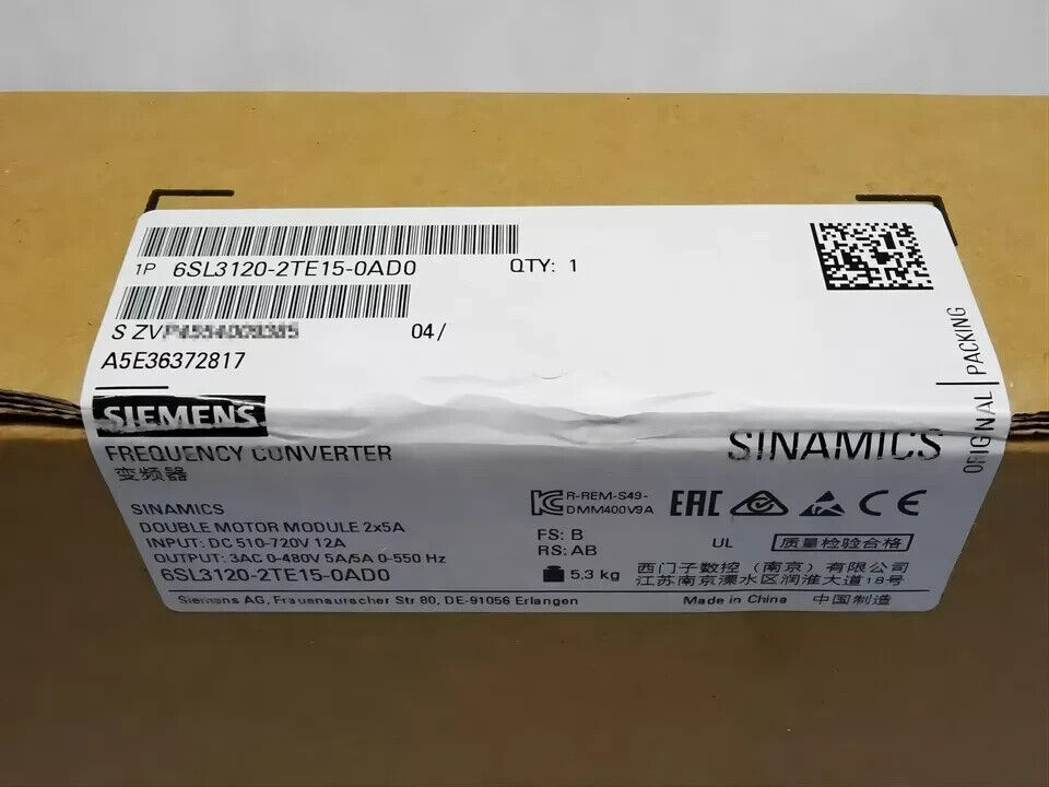 Brand New Siemens 6SL3 120-2TE15-0AD0 / 6SL3120-2TE15-0AD0