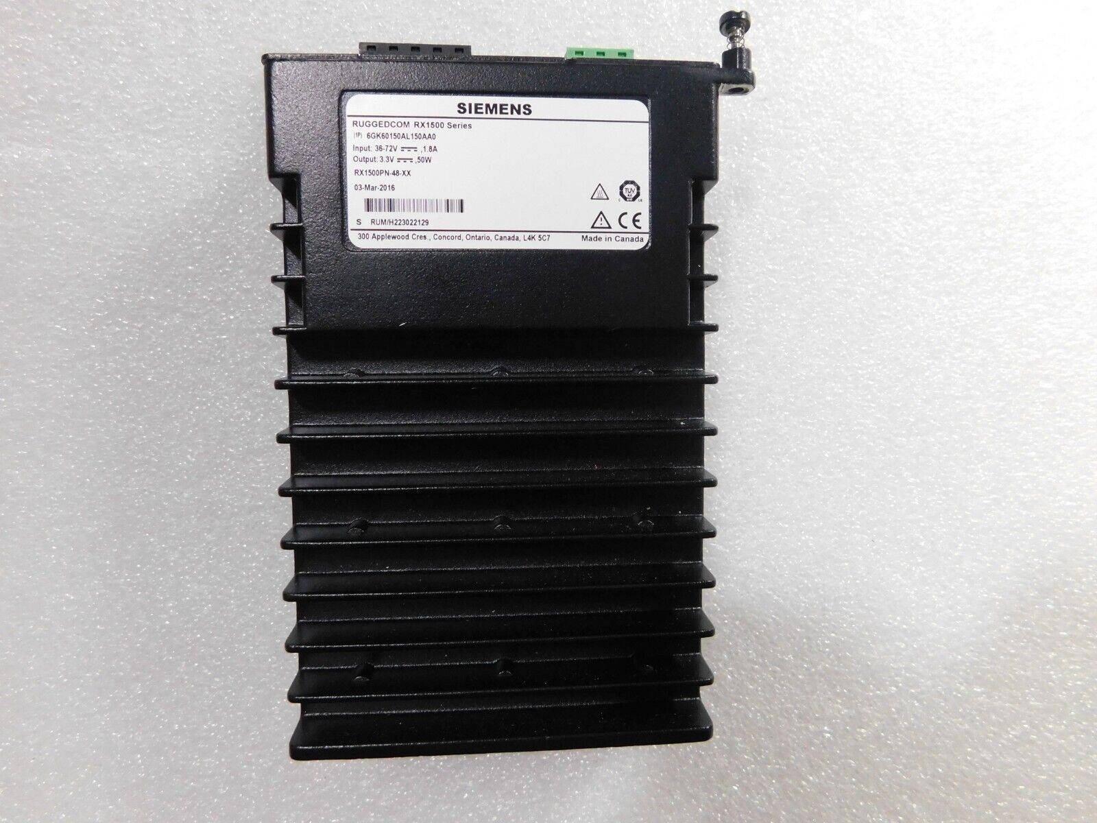 SIEMENS RUGGEDCOM RX1500 SERIES RX1500PN-48-XX 48V DC POWER SUPPLY