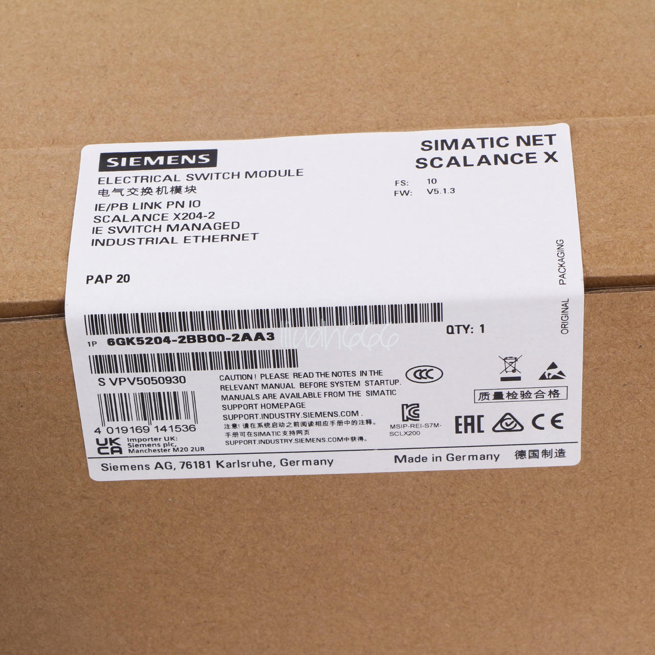 One SIEMENS 6GK5 204-2BB00-2AA3 6GK5204-2BB00-2AA3 New