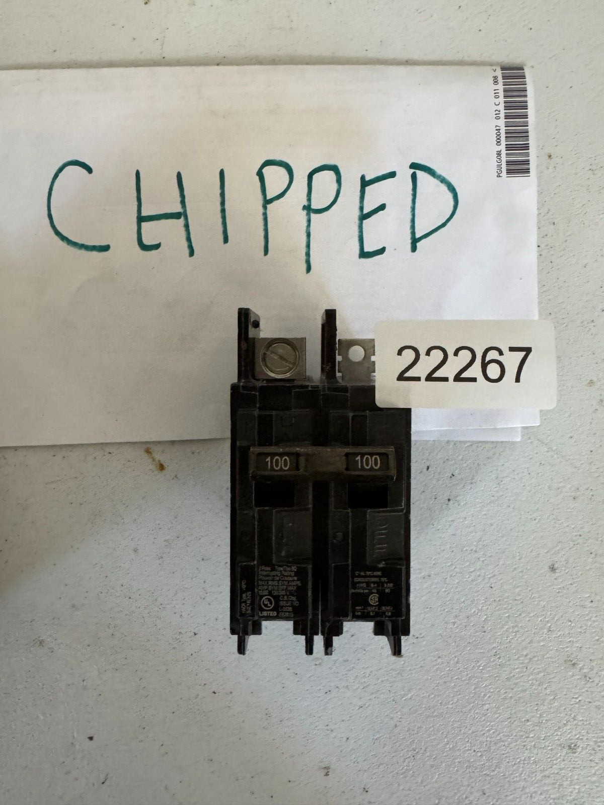 Siemens BQ2B100L Double 2 Pole 100 Amp Lug In/Lug Out Breaker "Chipped"