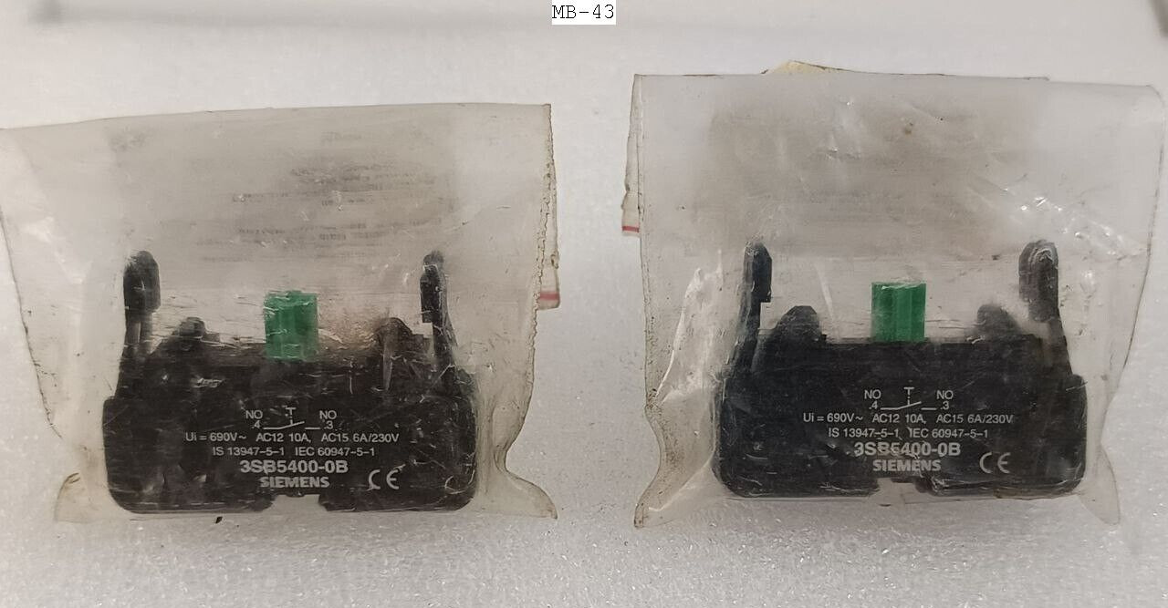 LOT OF 2 PCS SIEMENS 3SB5400-0B CONTACT BLOCK NEW