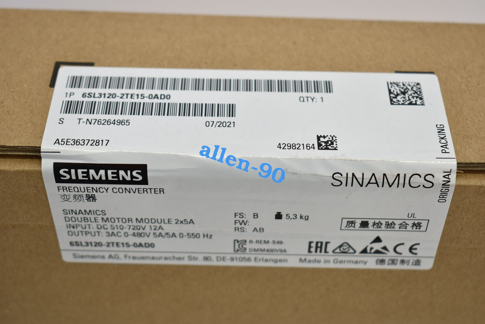 Siemens 6SL3120-2TE15-0AD0 6SL3 120-2TE15-0AD0 New shipping#UPS