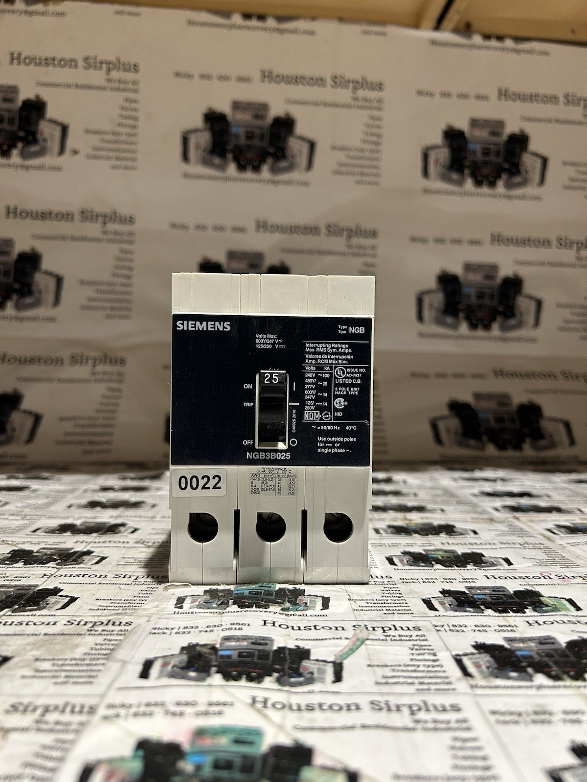 SIEMENS NGB3B025 CIRCUIT BREAKER 3P 25A 277/480V 25kA *Tested