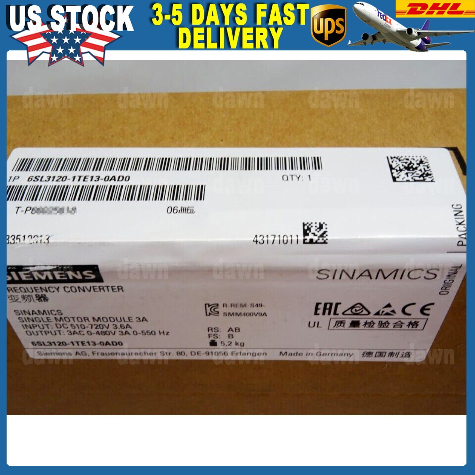 New Siemens 6SL3 120-1TE13-0AD0 6SL3120-1TE13-0AD0 S120 SINGLE MOTOR MODULE