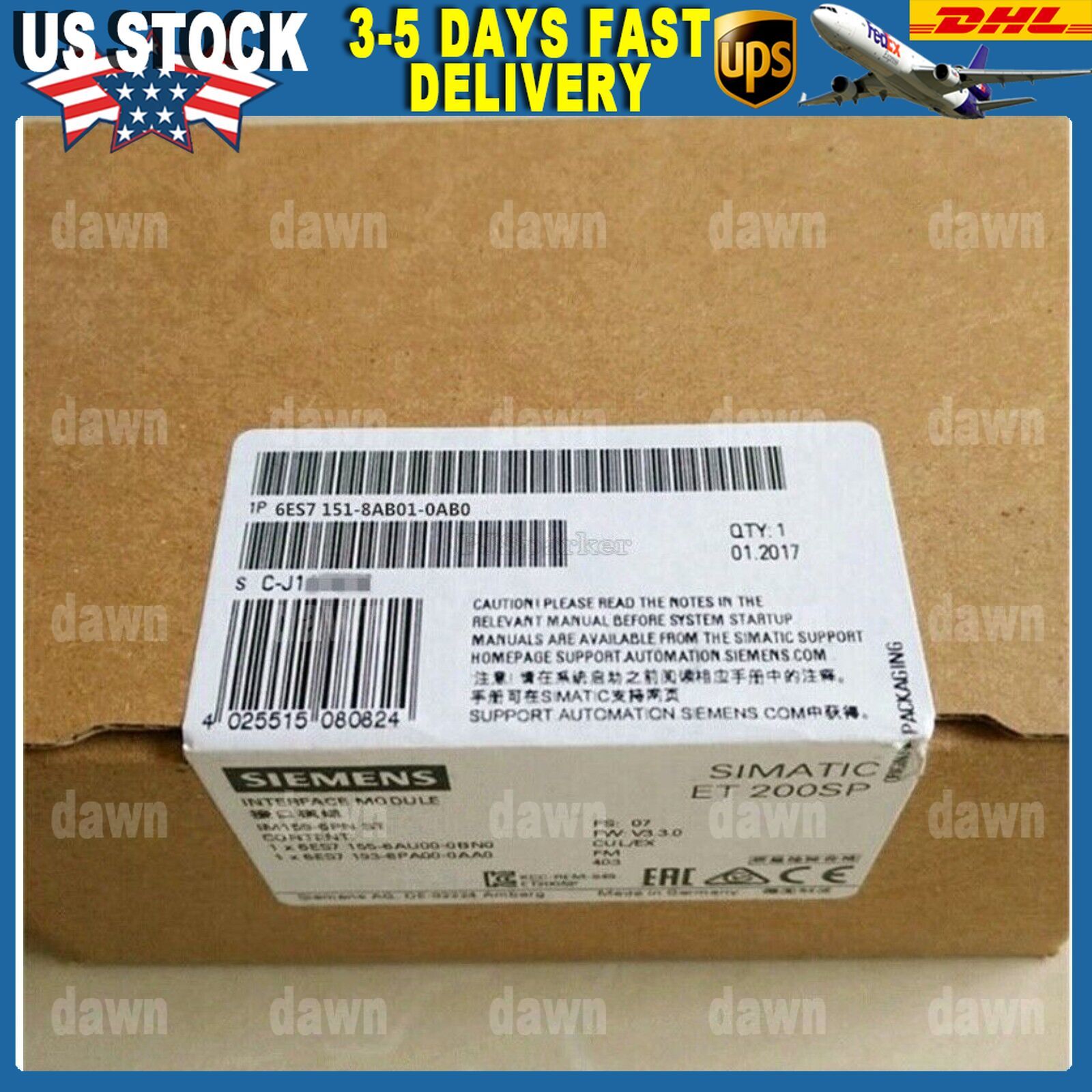 New Siemens 6ES7 151-8AB01-0AB0 6ES7151-8AB01-0AB0 DP IM151-8 PN/DP CPU f ET200S