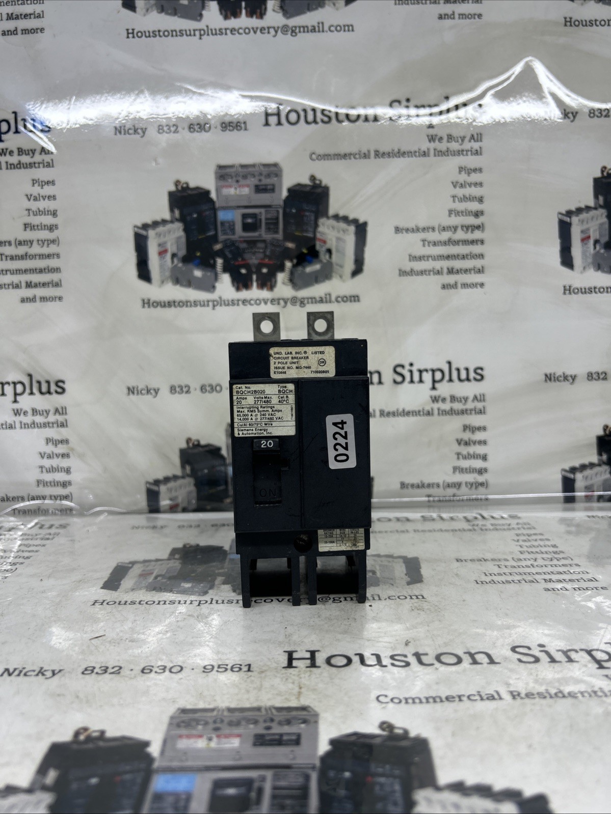 Siemens BQCH2B020 20 Amp 277/480V 2 Pole Bolt On BQCH Circuit Breaker Tested