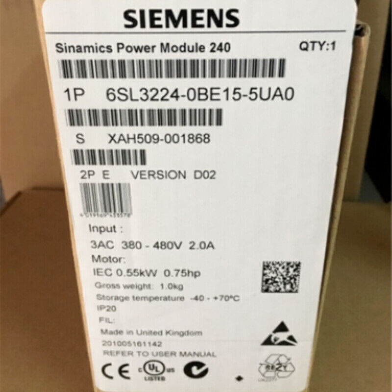 New Siemens 6SL3224-0BE15-5UA0 6SL3 224-0BE15-5UA0 G120 PM 240 Power Module