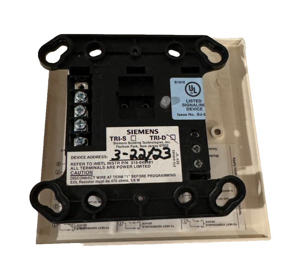 SIEMENS TRI-D ADDRESSABLE DUAL MONITORING MODULE P/N 315-049481 -TESTED WITH DPU