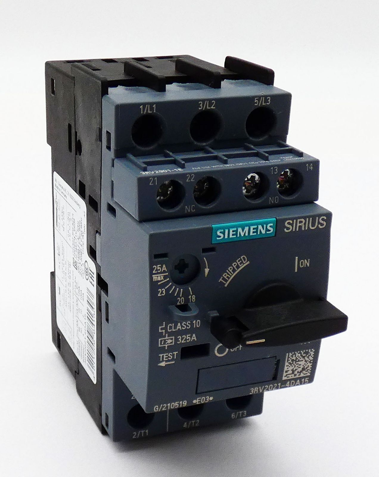 Siemens Sirius 3RV2021-4DA15 E:03 Circuit Breaker including Auxiliary Switch -used-