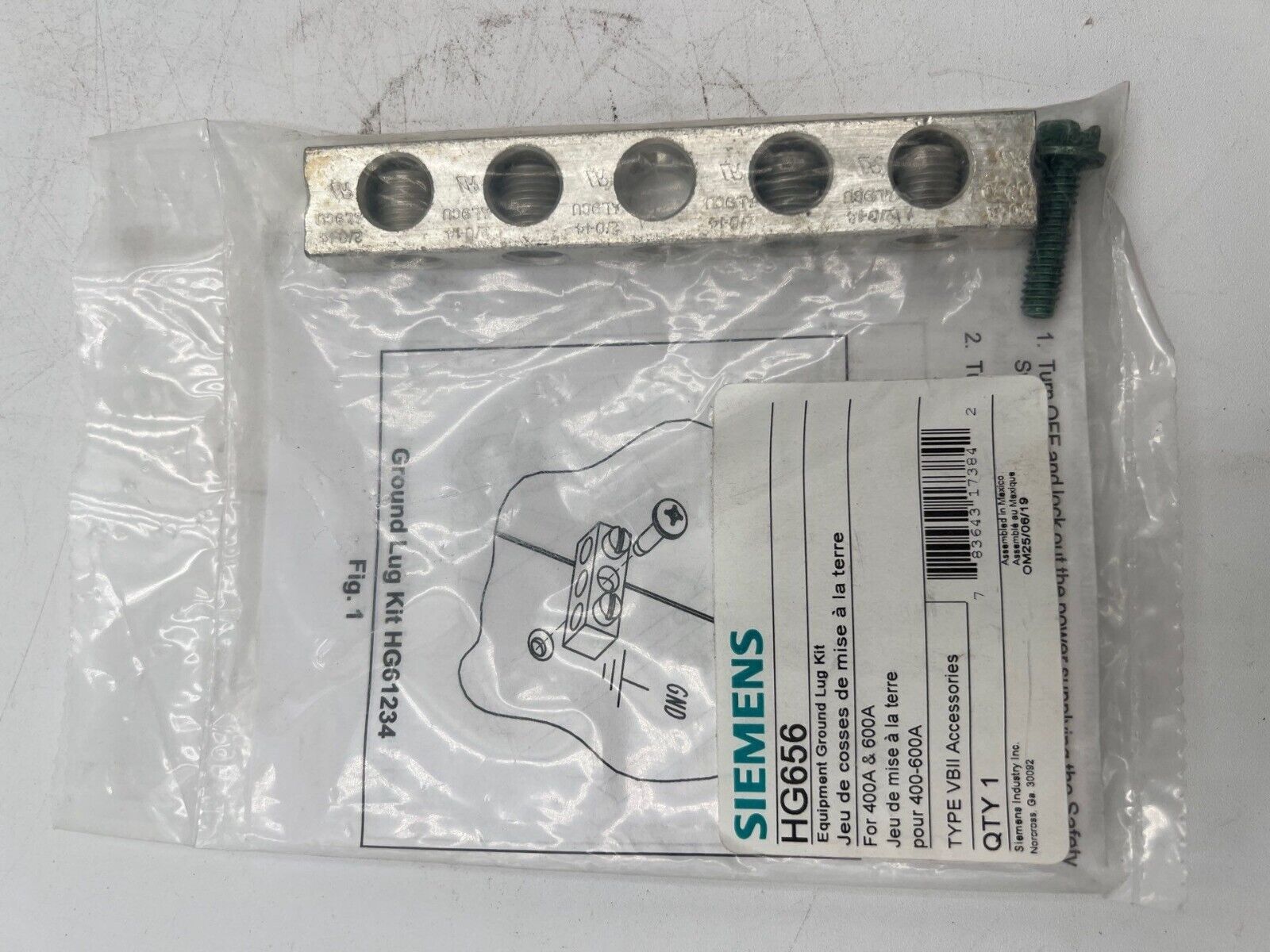 Siemens HG656 Equipment Ground Kit For 400-600A NEW