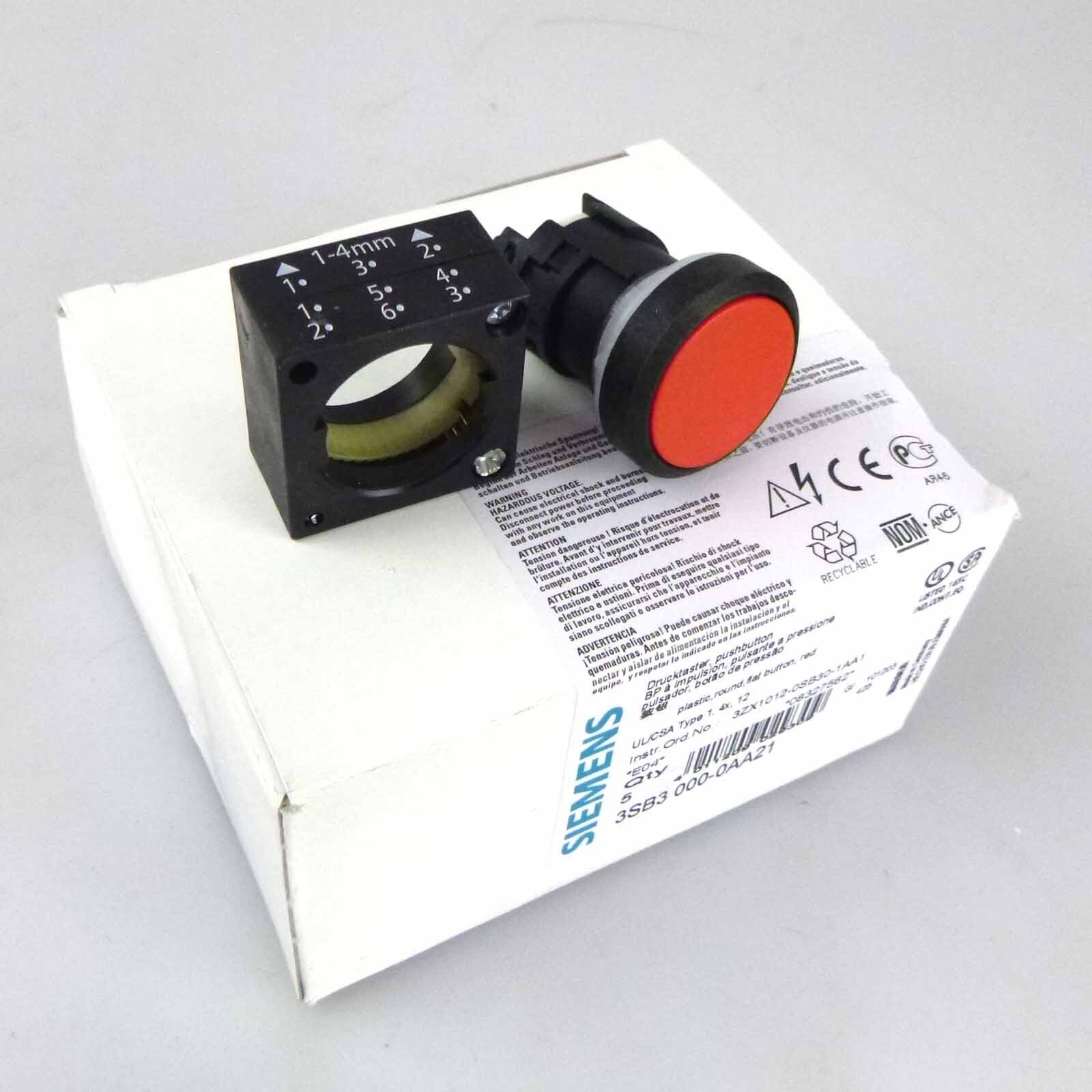 Siemens Push Button 3SB3 000-0AA21 (5pcs) original box