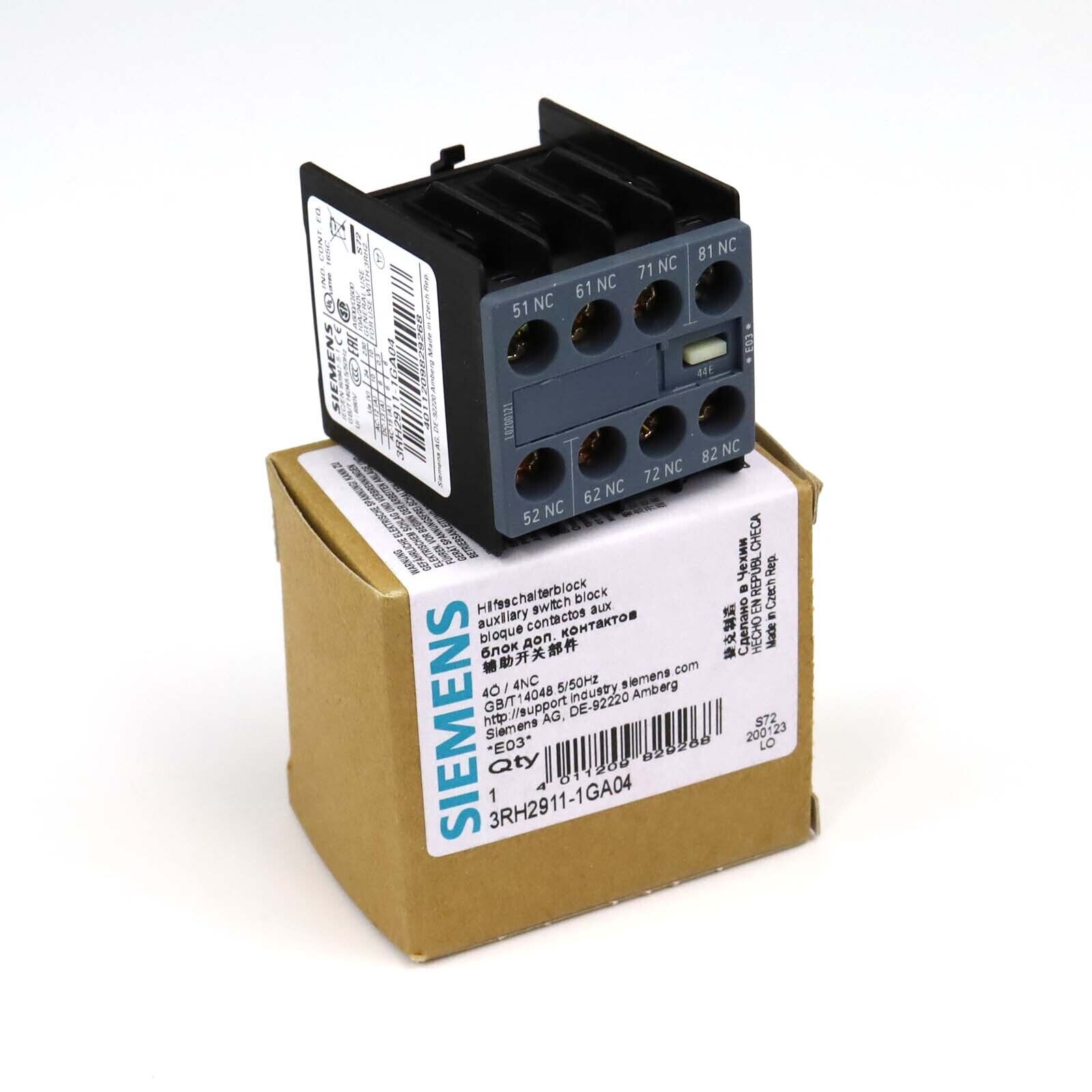 Siemens auxiliary switch block 3RH2911-1GA04 original packaging