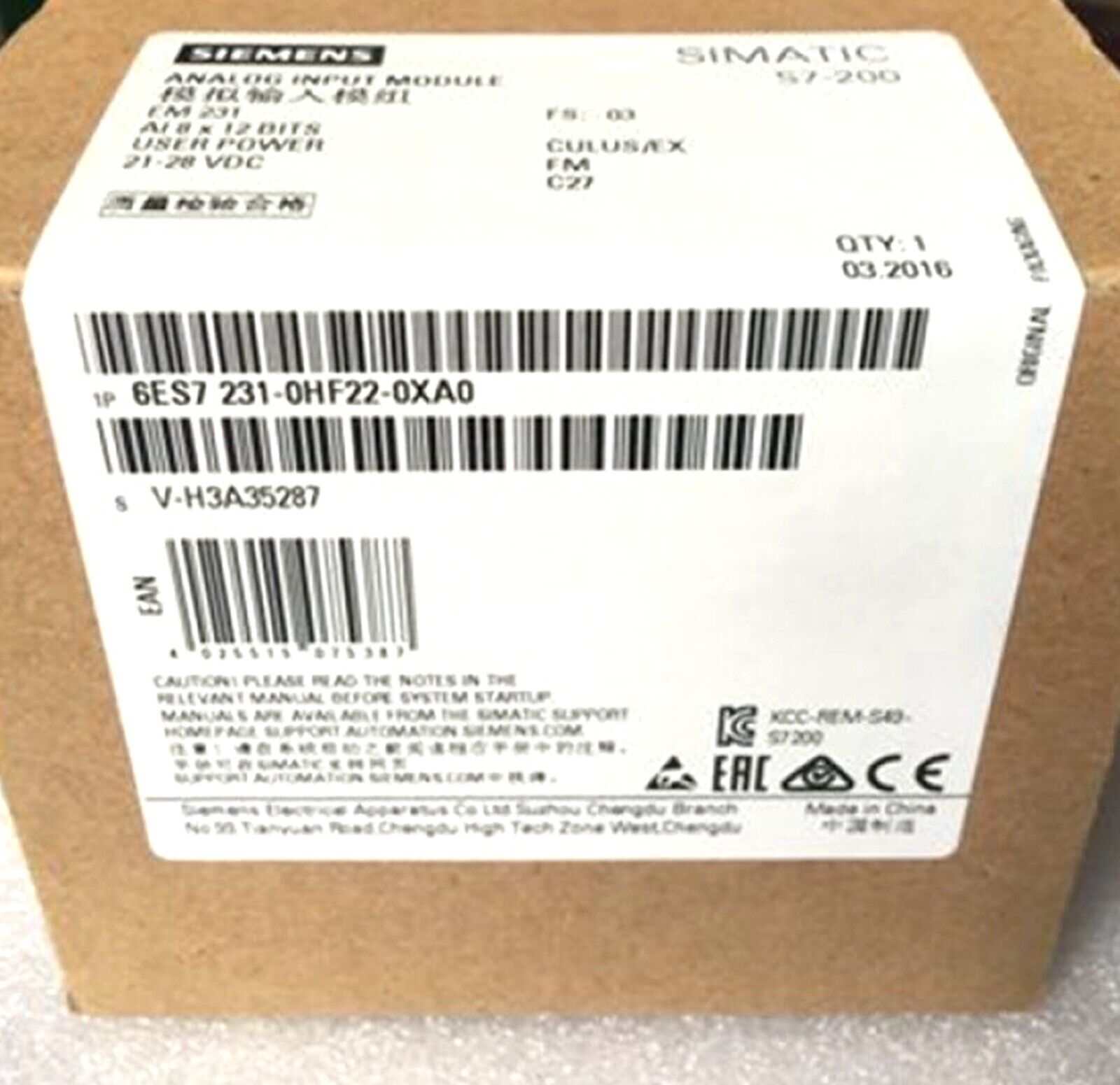 NEW SIEMENS Simatic PLC Expansion Input Module 6ES7 231-0HF22-0XA0