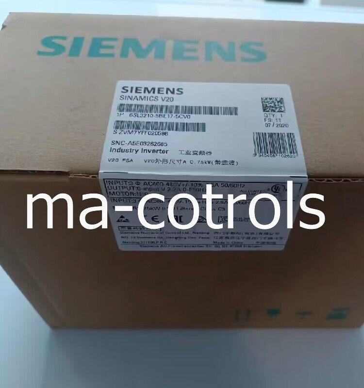 NE Siemens 6SL3210-5BE17-5CV0 frequency converter 0.75KW SINAMICS V20 380-48