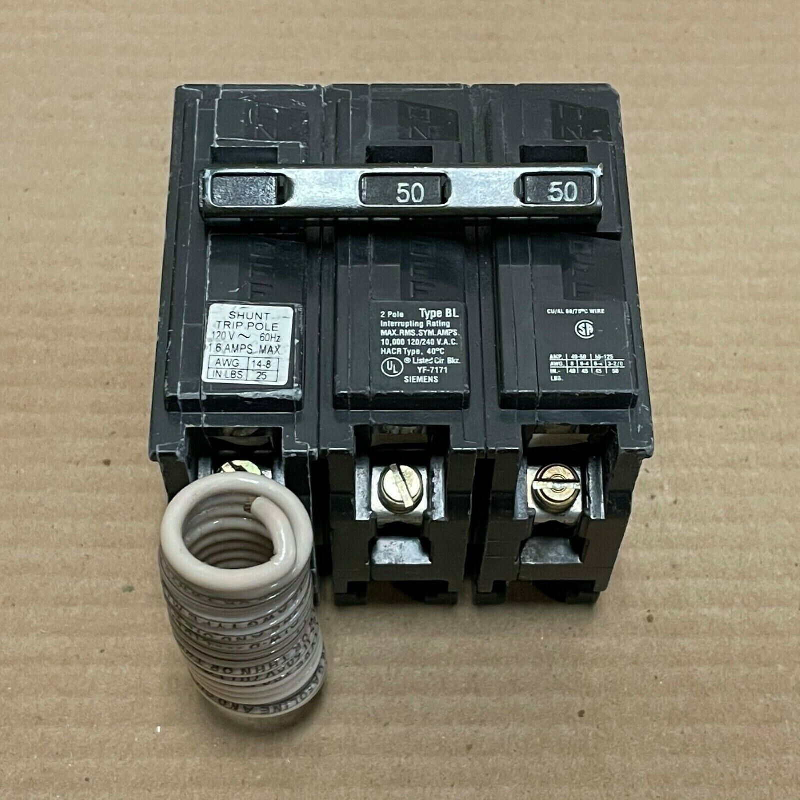 NEW ITE Siemens BL B25000S01 3 Pole 50 Amp 240V SHUNT TRIP Circuit Breaker NOB