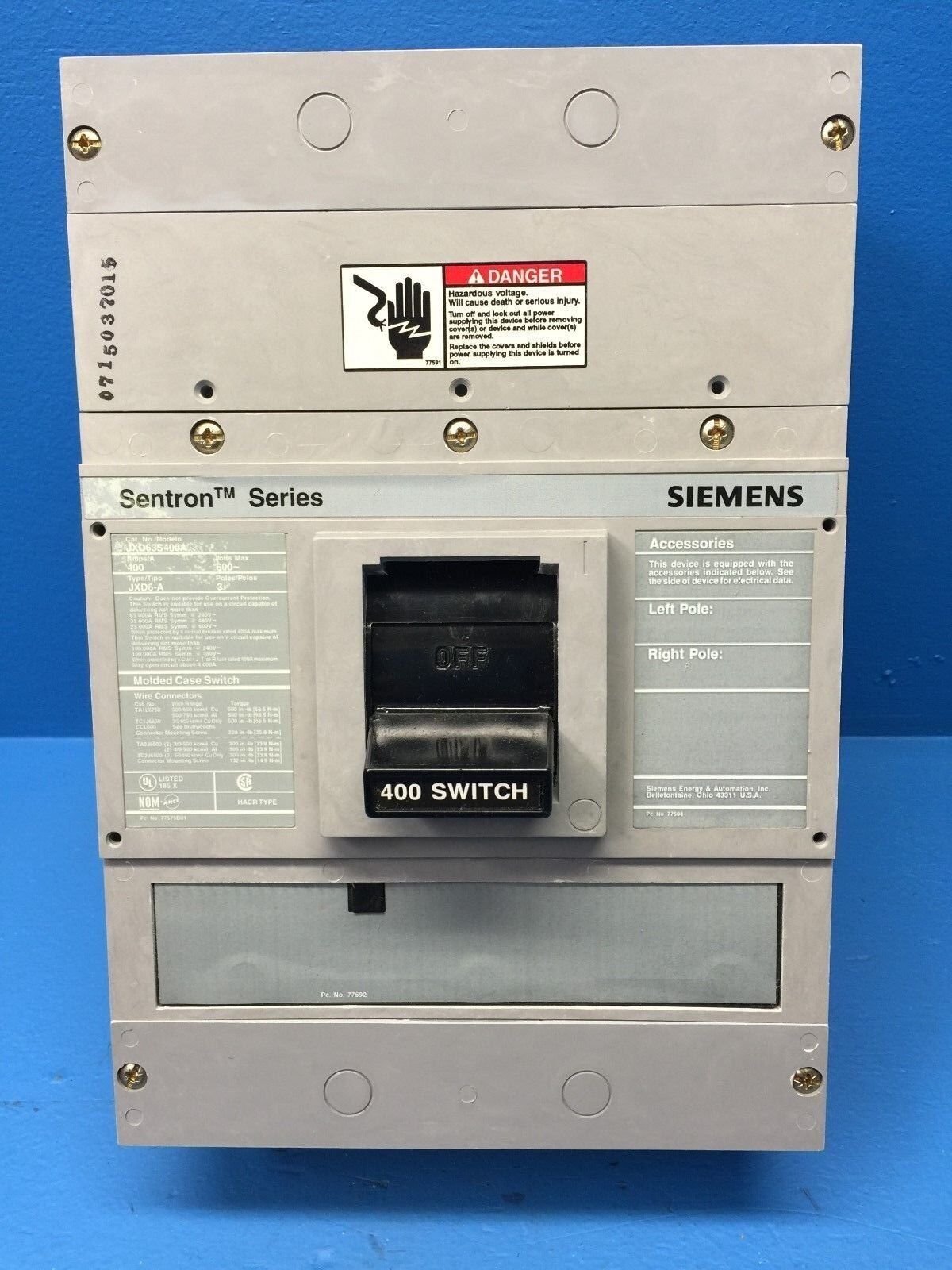 Siemens / ITE JXD63S400A (ITE) - Circuit Breaker
