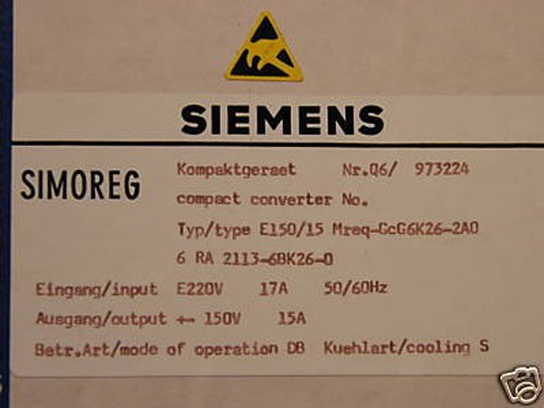 SIEMENS E150/15 6RA2113-6BK26-0 SIMOREG -Unused/Original Packaging-