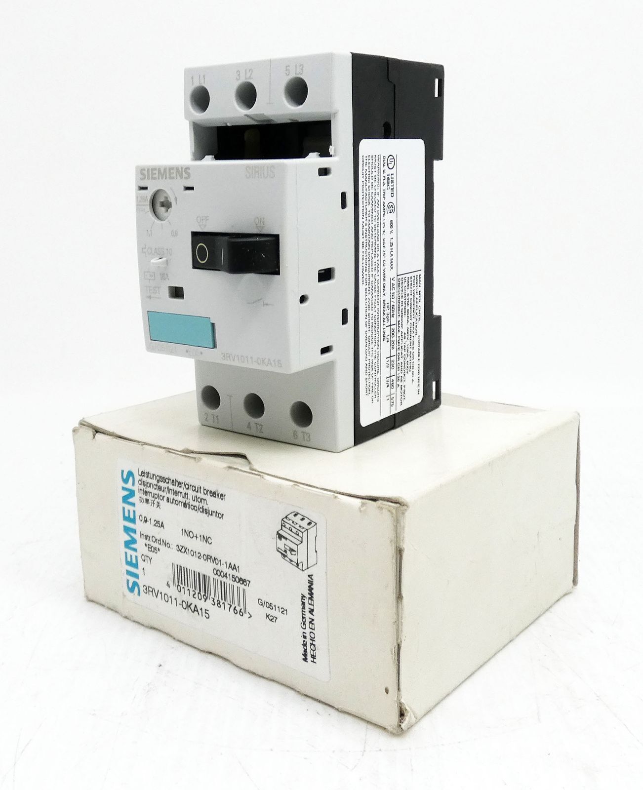 Siemens 3RV1011-0KA15 E:05 Circuit Breaker -Unused/Original Packaging-