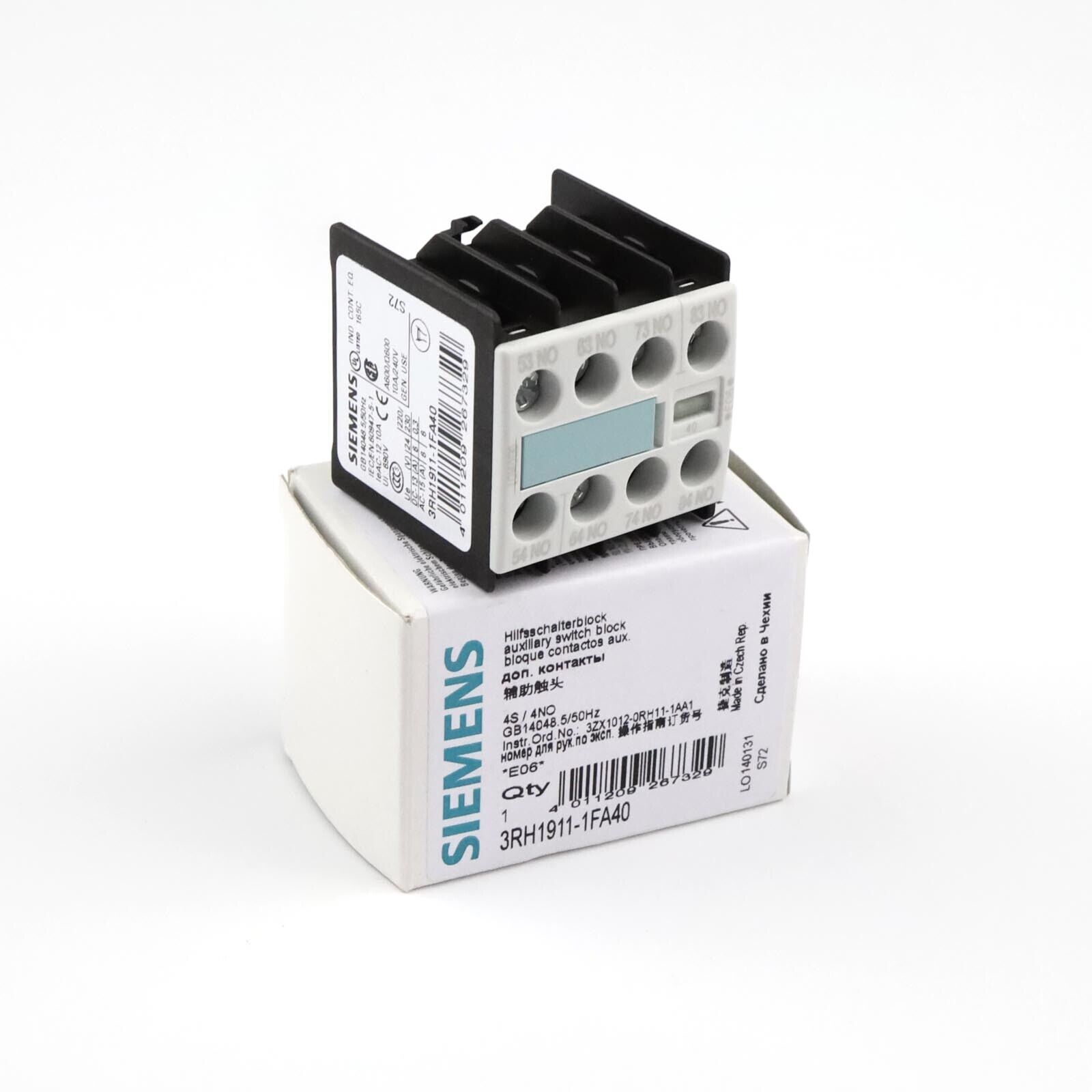 Siemens auxiliary switch block 3RH1911-1FA40 original packaging